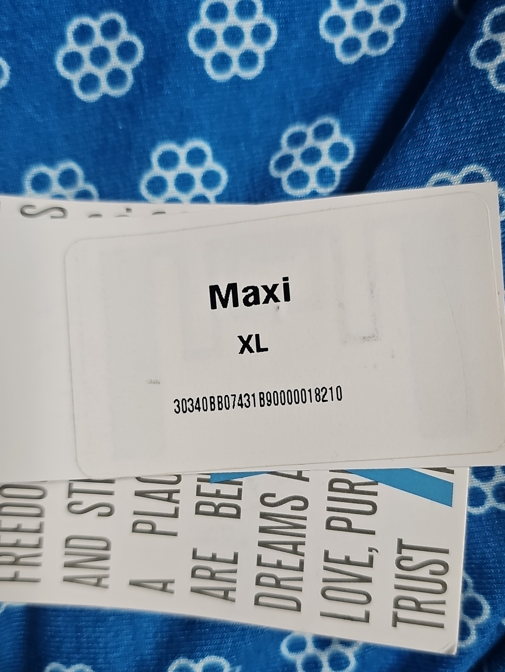 Lularoe Blue Printed Maxi Dress with Border Detail - Picture 7 of 7